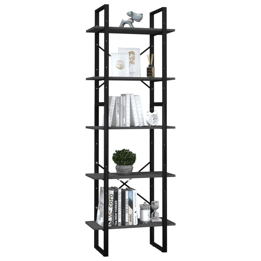 Boekenkast Met 5 Schappen Grenenhout 60 x 30 x 175 cm Grijs