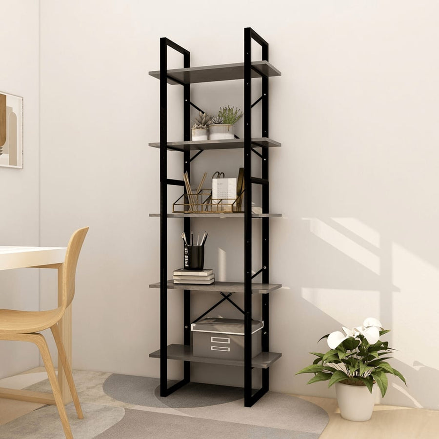 Boekenkast Met 5 Schappen Grenenhout 60 x 30 x 175 cm Grijs