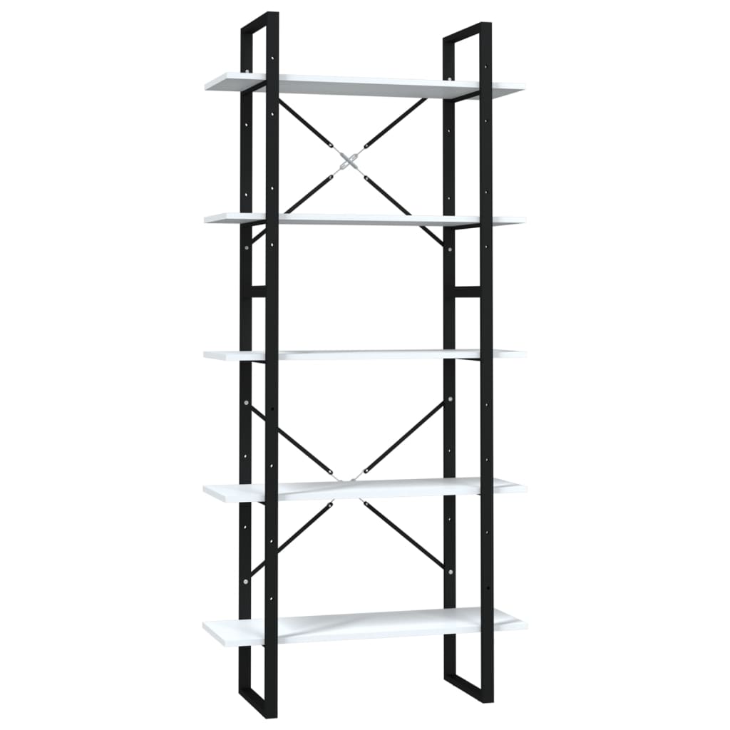 Boekenkast Met 5 Schappen Bewerkt Hout 80 x 30 x 175 cm Wit