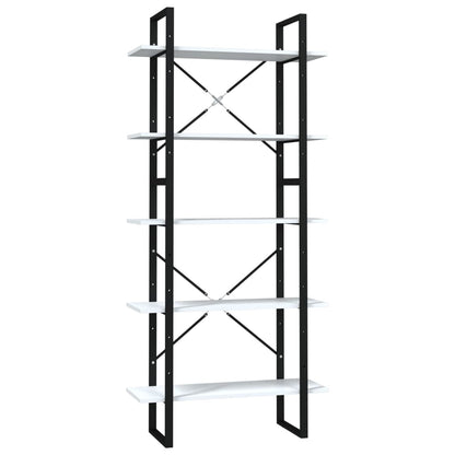 Boekenkast Met 5 Schappen Bewerkt Hout 80 x 30 x 175 cm Wit