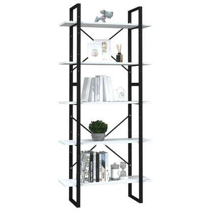 Boekenkast Met 5 Schappen Bewerkt Hout 80 x 30 x 175 cm Wit