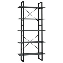Boekenkast Met 5 Schappen Bewerkt Hout 80 x 30 x 175 cm Grijs