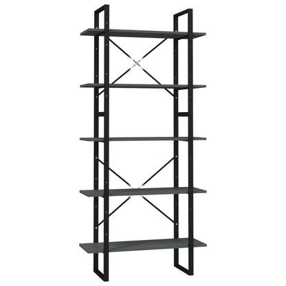 Boekenkast Met 5 Schappen Bewerkt Hout 80 x 30 x 175 cm Grijs