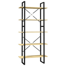 Boekenkast Met 5 Schappen Massief Grenenhout 80 x 30 x 175 cm Zwart en lichtbruin