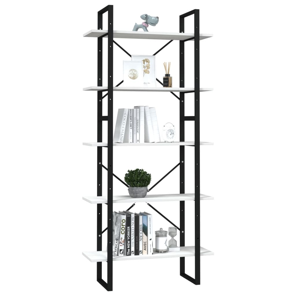 Boekenkast Met 5 Schappen Grenenhout 80 x 30 x 175 cm Wit