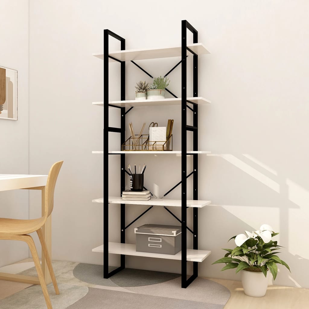 Boekenkast Met 5 Schappen Grenenhout 80 x 30 x 175 cm Wit