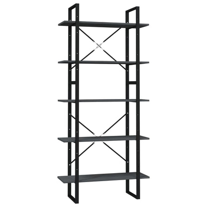 Boekenkast Met 5 Schappen Grenenhout 80 x 30 x 175 cm Grijs