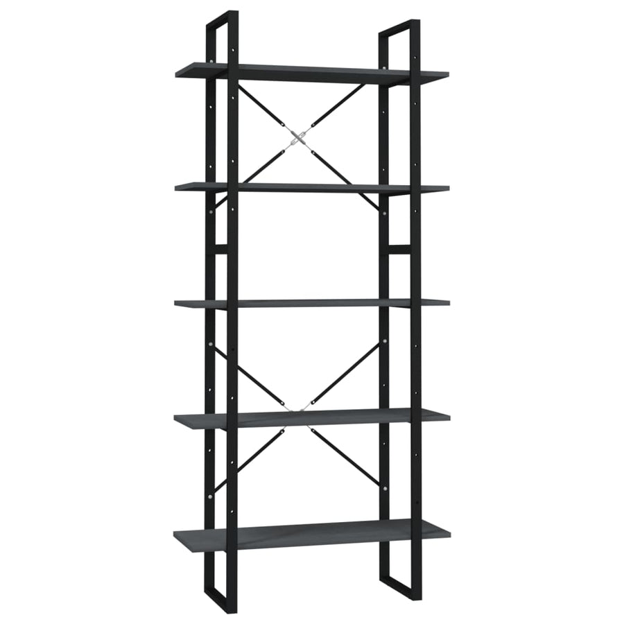 Boekenkast Met 5 Schappen Grenenhout 80 x 30 x 175 cm Grijs