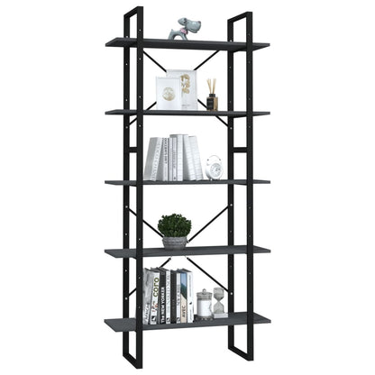 Boekenkast Met 5 Schappen Grenenhout 80 x 30 x 175 cm Grijs