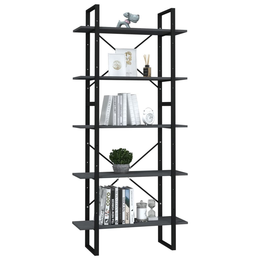 Boekenkast Met 5 Schappen Grenenhout 80 x 30 x 175 cm Grijs