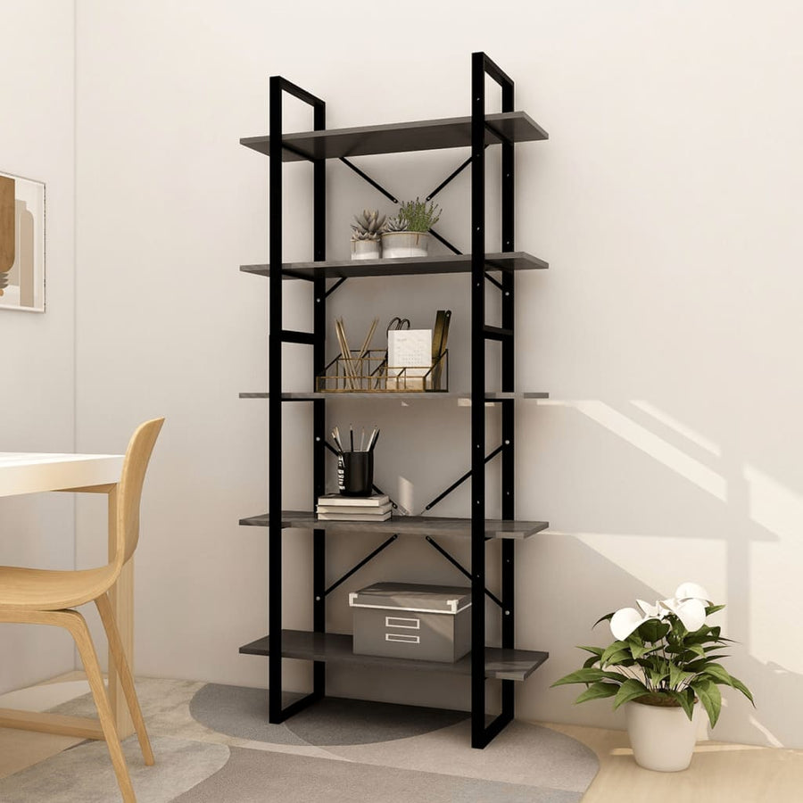 Boekenkast Met 5 Schappen Grenenhout 80 x 30 x 175 cm Grijs