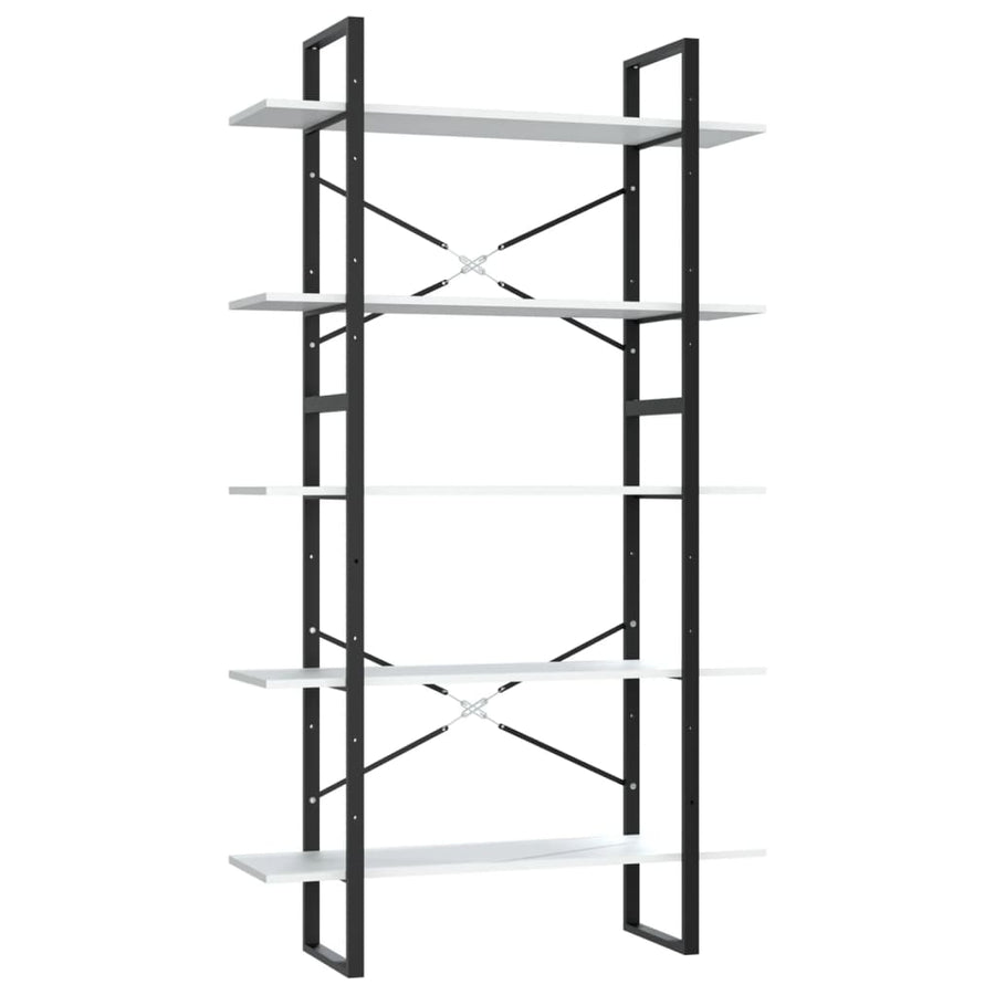 Boekenkast Met 5 Schappen Bewerkt Hout 100 x 30 x 175 cm Wit