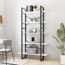 Boekenkast Met 5 Schappen Bewerkt Hout 100 x 30 x 175 cm Wit