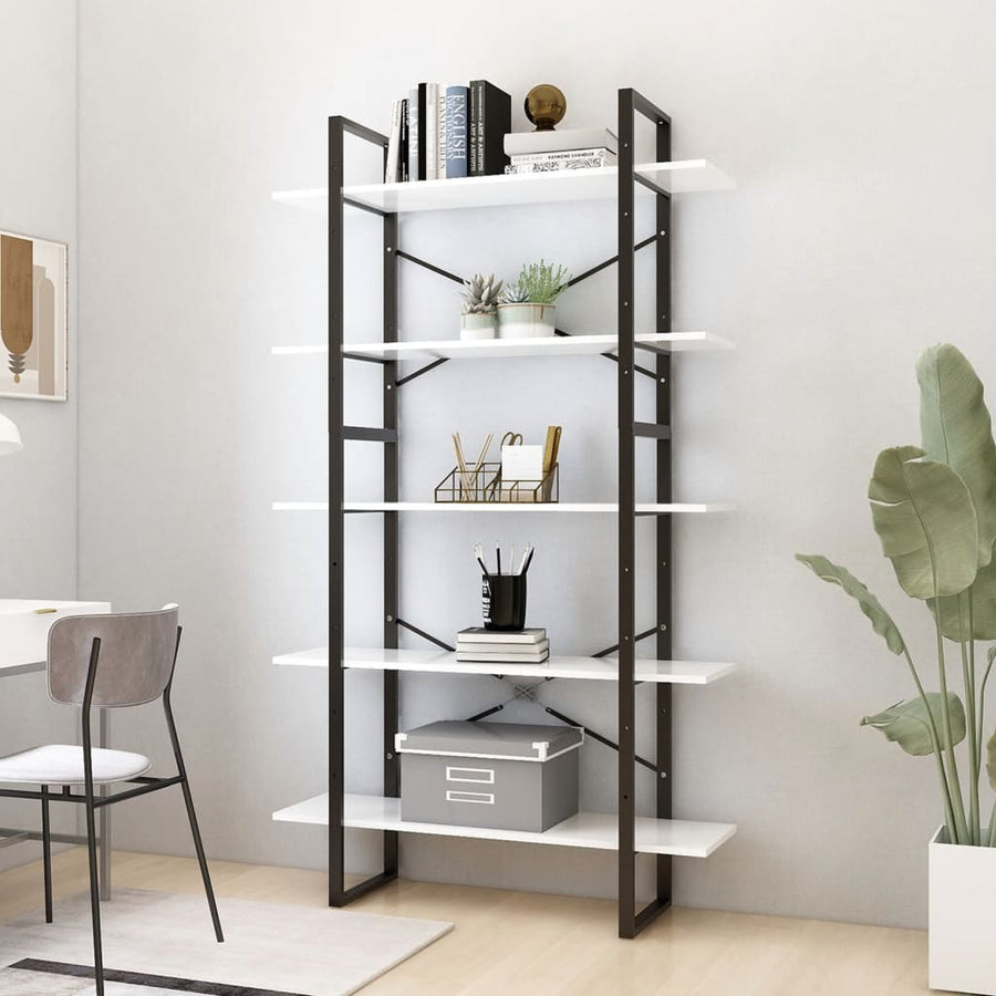 Boekenkast Met 5 Schappen Bewerkt Hout 100 x 30 x 175 cm Wit