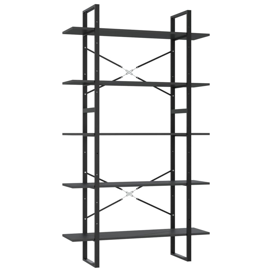 Boekenkast Met 5 Schappen Bewerkt Hout 100 x 30 x 175 cm Grijs