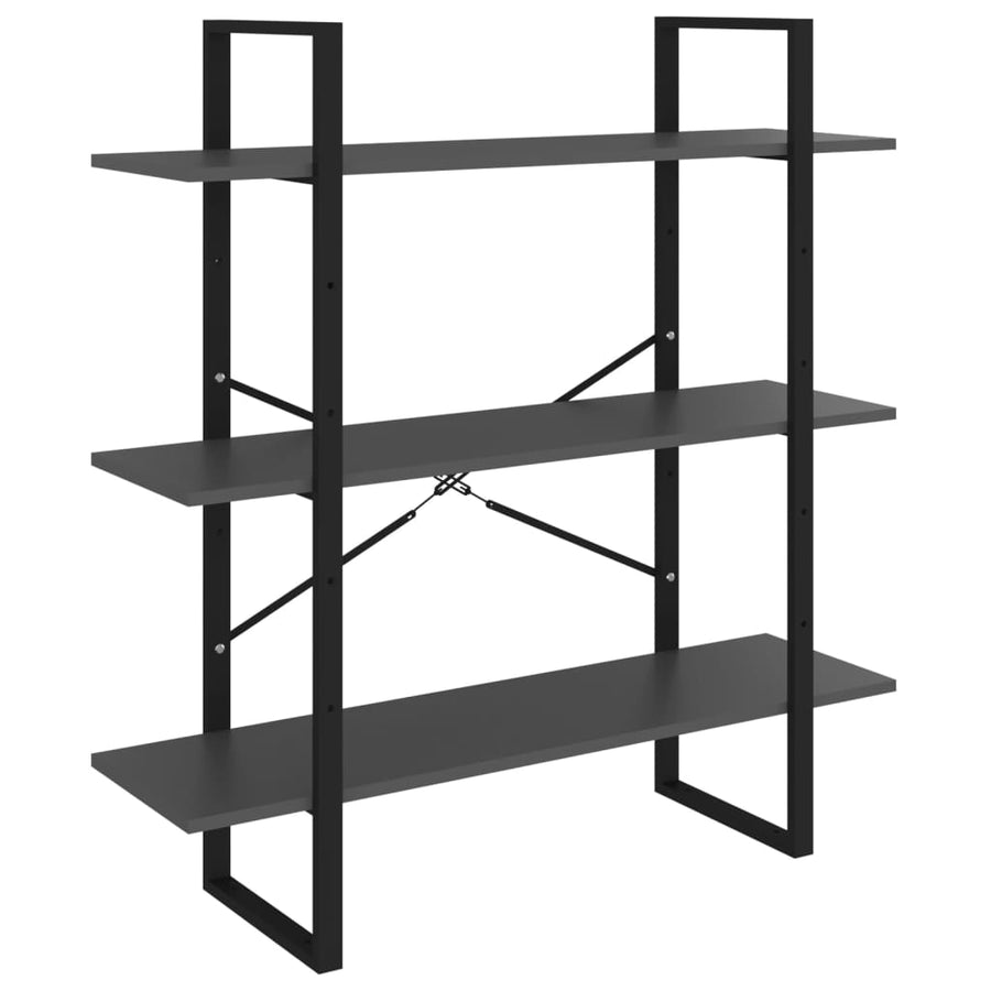 Boekenkast Met 5 Schappen Bewerkt Hout 100 x 30 x 175 cm Grijs
