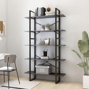 Boekenkast 100x30x175 cm bewerkt hout grijs