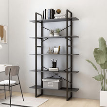 Boekenkast Met 5 Schappen Bewerkt Hout 100 x 30 x 175 cm Grijs