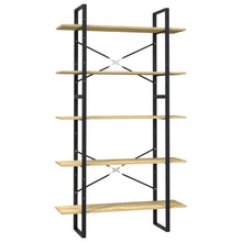 Boekenkast Met 5 Schappen Massief Grenenhout 100 x 30 x 175 cm Zwart en lichtbruin