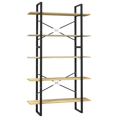 Boekenkast Met 5 Schappen Massief Grenenhout 100 x 30 x 175 cm Zwart en lichtbruin