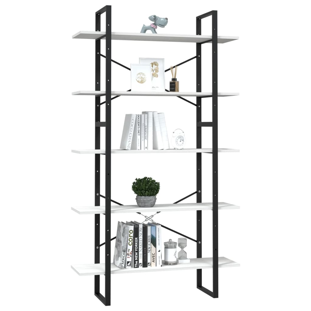 Boekenkast Met 5 Schappen Grenenhout 100 x 30 x 175 cm Wit