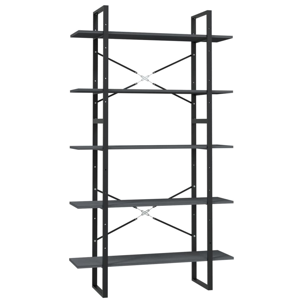 Boekenkast Met 5 Schappen Grenenhout 100 x 30 x 175 cm Grijs