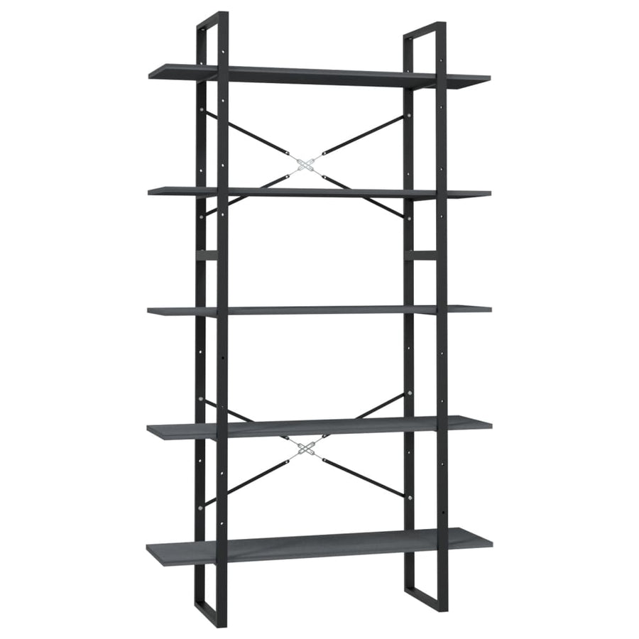 Boekenkast Met 5 Schappen Grenenhout 100 x 30 x 175 cm Grijs