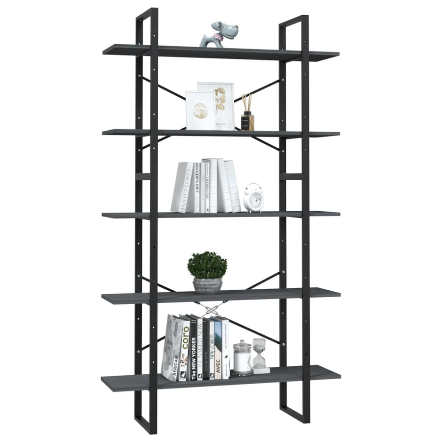 Boekenkast Met 5 Schappen Grenenhout 100 x 30 x 175 cm Grijs