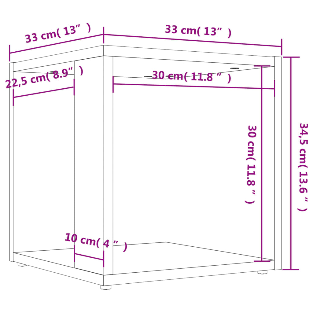 Bijzettafel 33X33X34,5 Cm Spaanplaat Sonoma Eikenkleurig 1