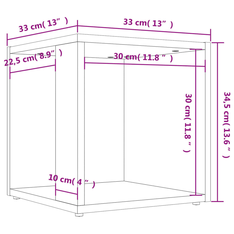 Bijzettafel 33X33X34,5 Cm Spaanplaat Sonoma Eikenkleurig 1