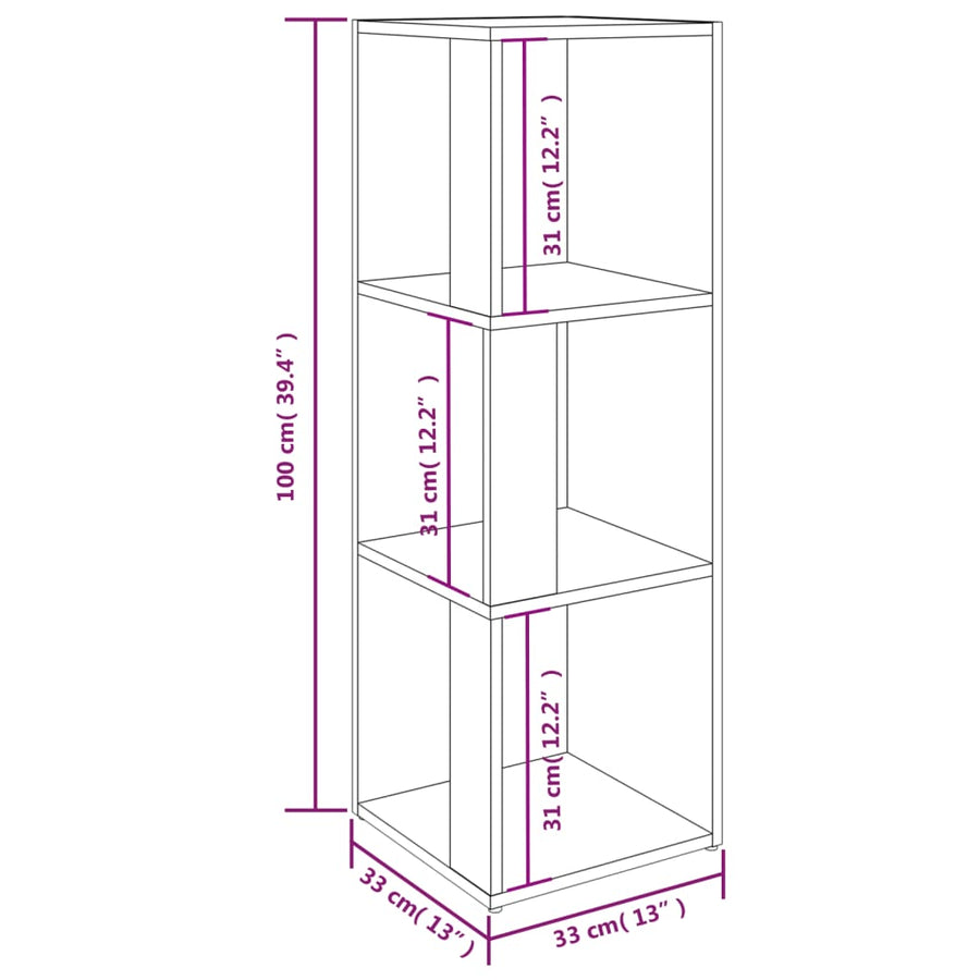 Hoekkast 33x33x100 cm spaanplaat betongrijs 33 x 33 x 100 cm Betongrijs