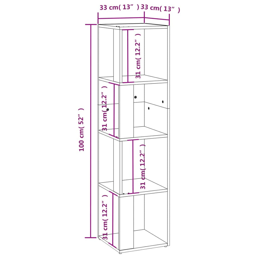 Hoekkast 33X33X132 Cm Spaanplaat Zwart 33 x 33 x 132 cm