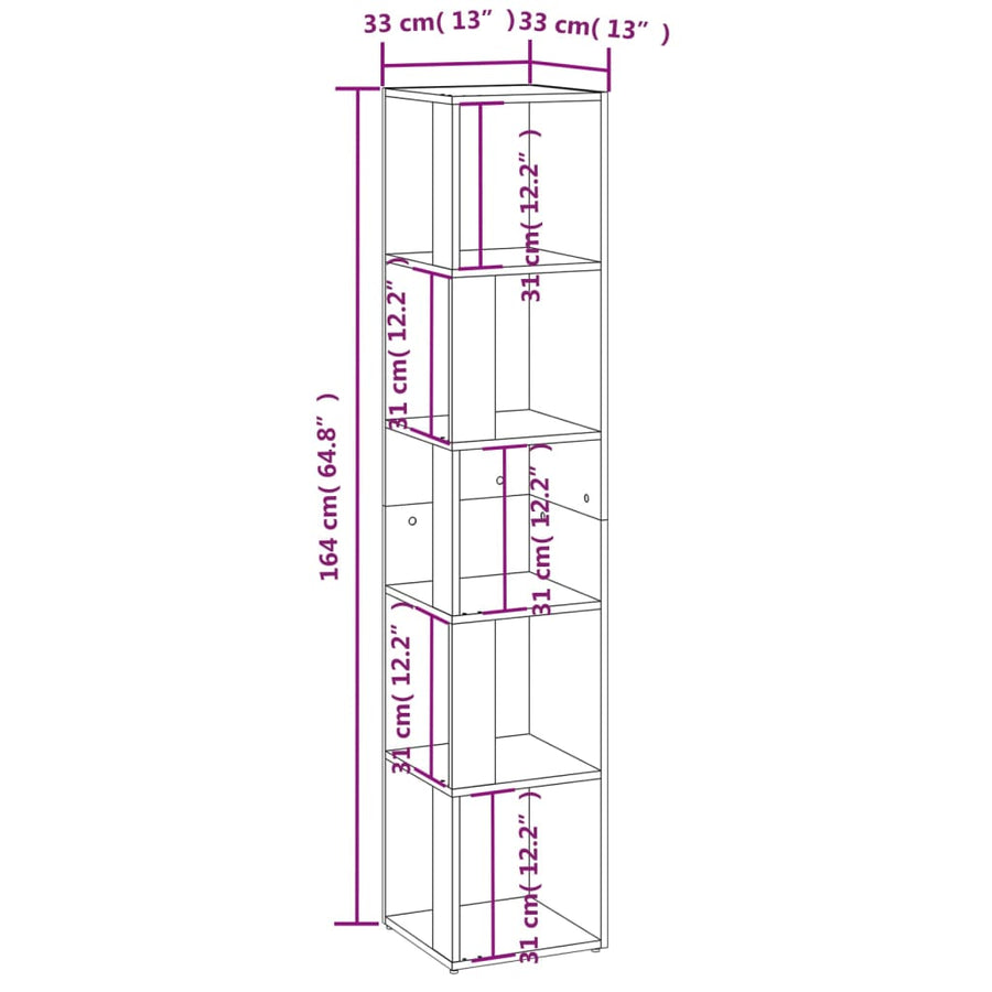 Hoekkast 33x33x164,5 cm spaanplaat zwart 33 x 33 x 164.5 cm Zwart