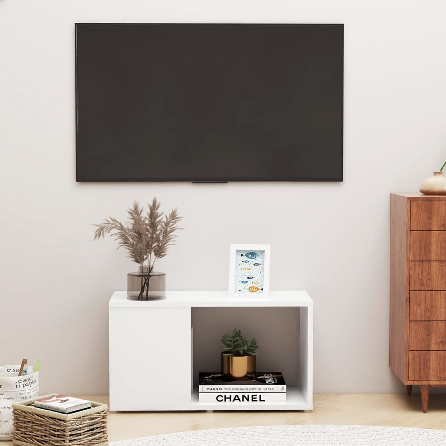Tv-Meubel 60X24X32 Cm Bewerkt Hout Wit