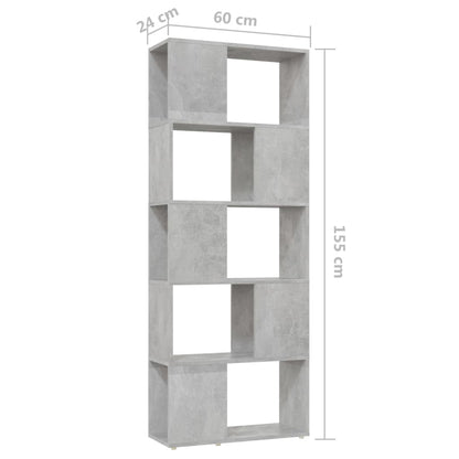 Boekenkast/kamerscherm 60x24x155 cm betongrijs