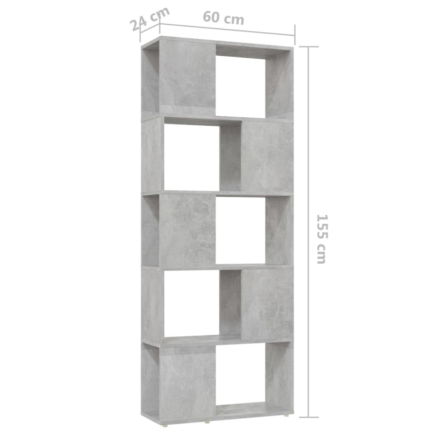 Boekenkast/kamerscherm 60x24x155 cm betongrijs