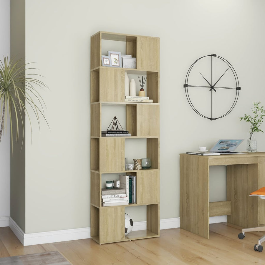 Boekenkast/Kamerscherm 60X24X186 Cm Spaanplaat Sonoma Eiken