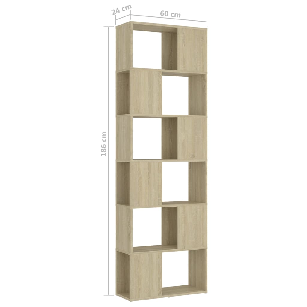 Boekenkast/Kamerscherm 60X24X186 Cm Spaanplaat Sonoma Eiken
