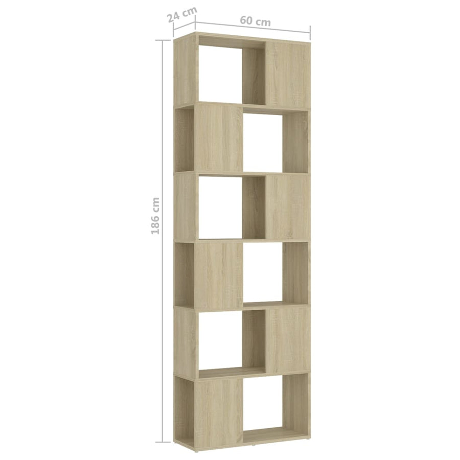 Boekenkast/Kamerscherm 60X24X186 Cm Spaanplaat Sonoma Eiken