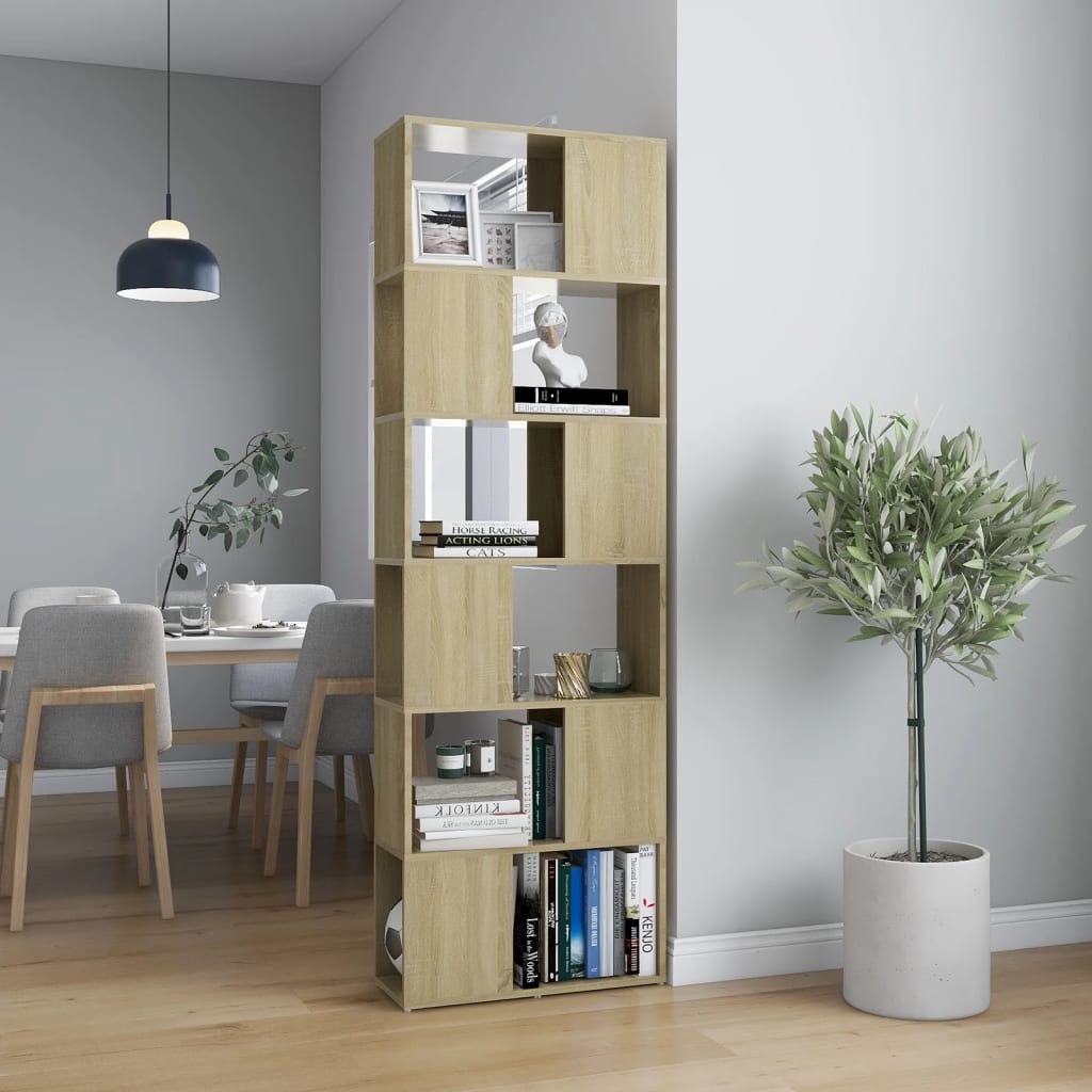 Boekenkast/Kamerscherm 60X24X186 Cm Spaanplaat Sonoma Eiken