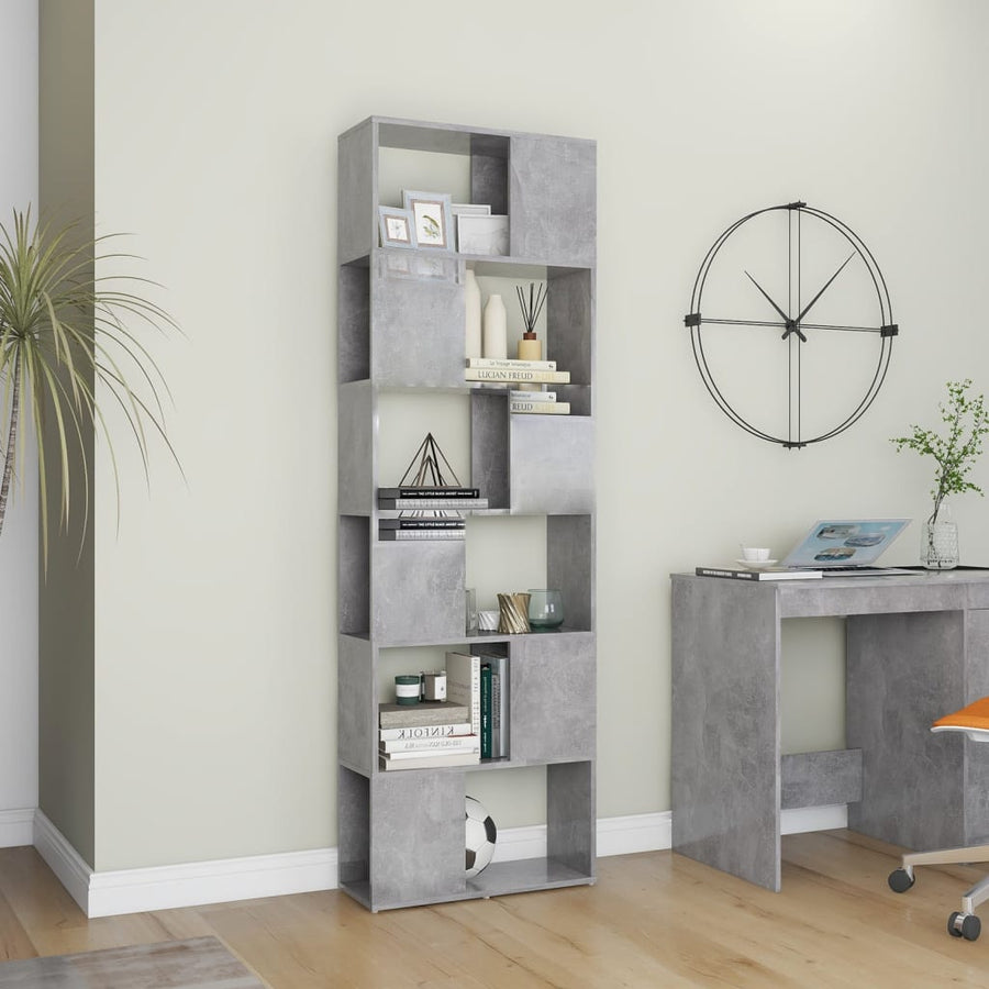 Boekenkast/Kamerscherm 60X24X186 Cm Spaanplaat Betongrijs