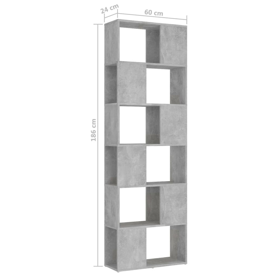 Boekenkast/Kamerscherm 60X24X186 Cm Spaanplaat Betongrijs