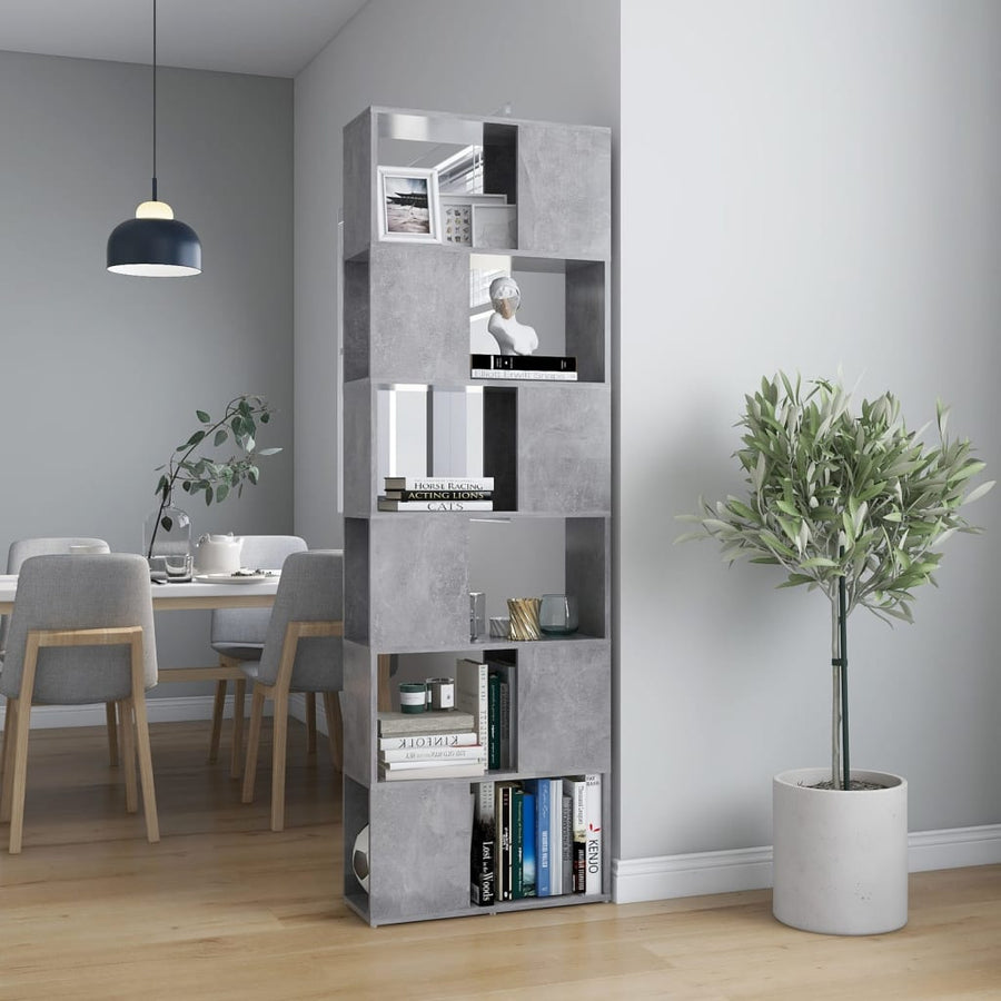 Boekenkast/Kamerscherm 60X24X186 Cm Spaanplaat Betongrijs