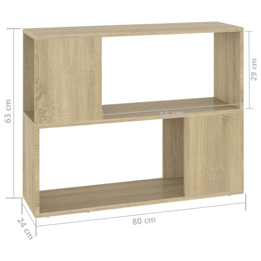Tv-meubel 80x24x63 cm bewerkt hout sonoma eikenkleurig