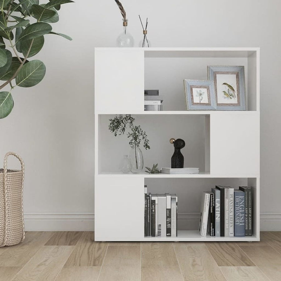 Boekenkast/Kamerscherm 80X24X94 Cm Bewerkt Hout Wit 80 x 24 x 94 cm