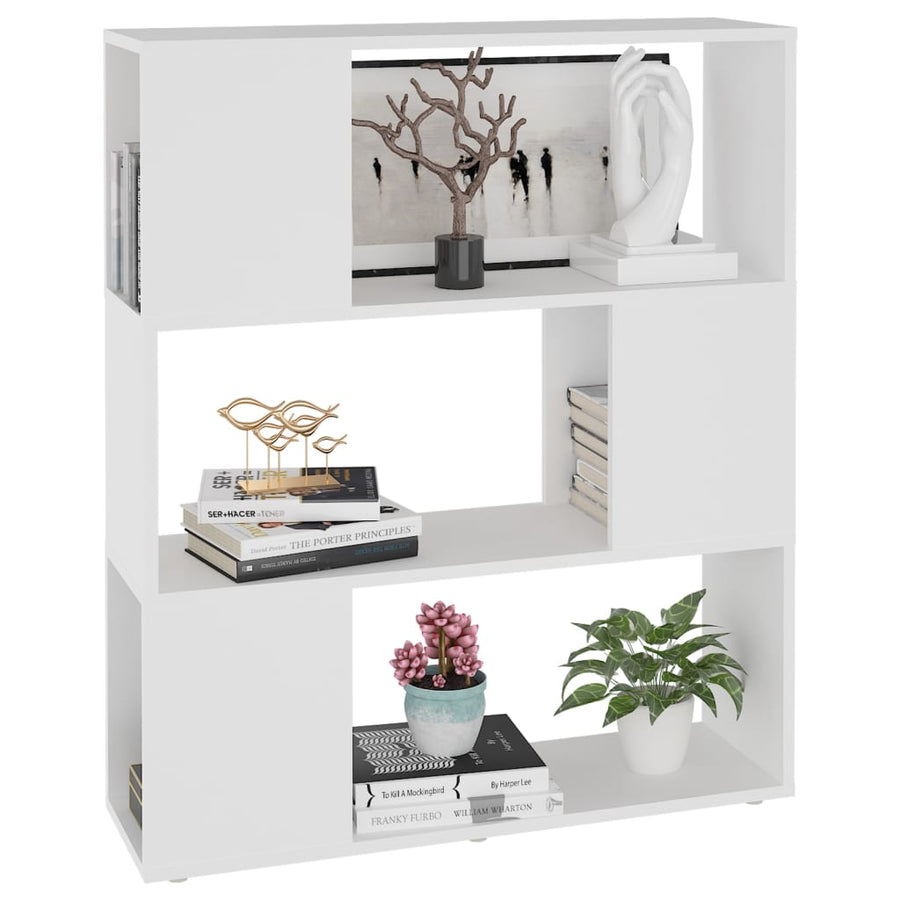 Boekenkast/Kamerscherm 80X24X94 Cm Bewerkt Hout Wit 80 x 24 x 94 cm