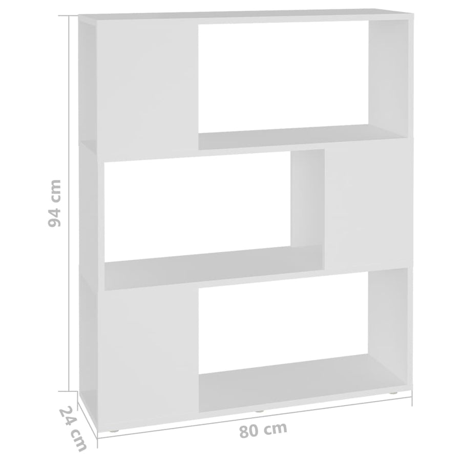 Boekenkast/Kamerscherm 80X24X94 Cm Bewerkt Hout Wit 80 x 24 x 94 cm