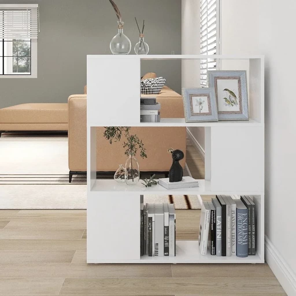 Boekenkast/Kamerscherm 80X24X94 Cm Bewerkt Hout Wit 80 x 24 x 94 cm