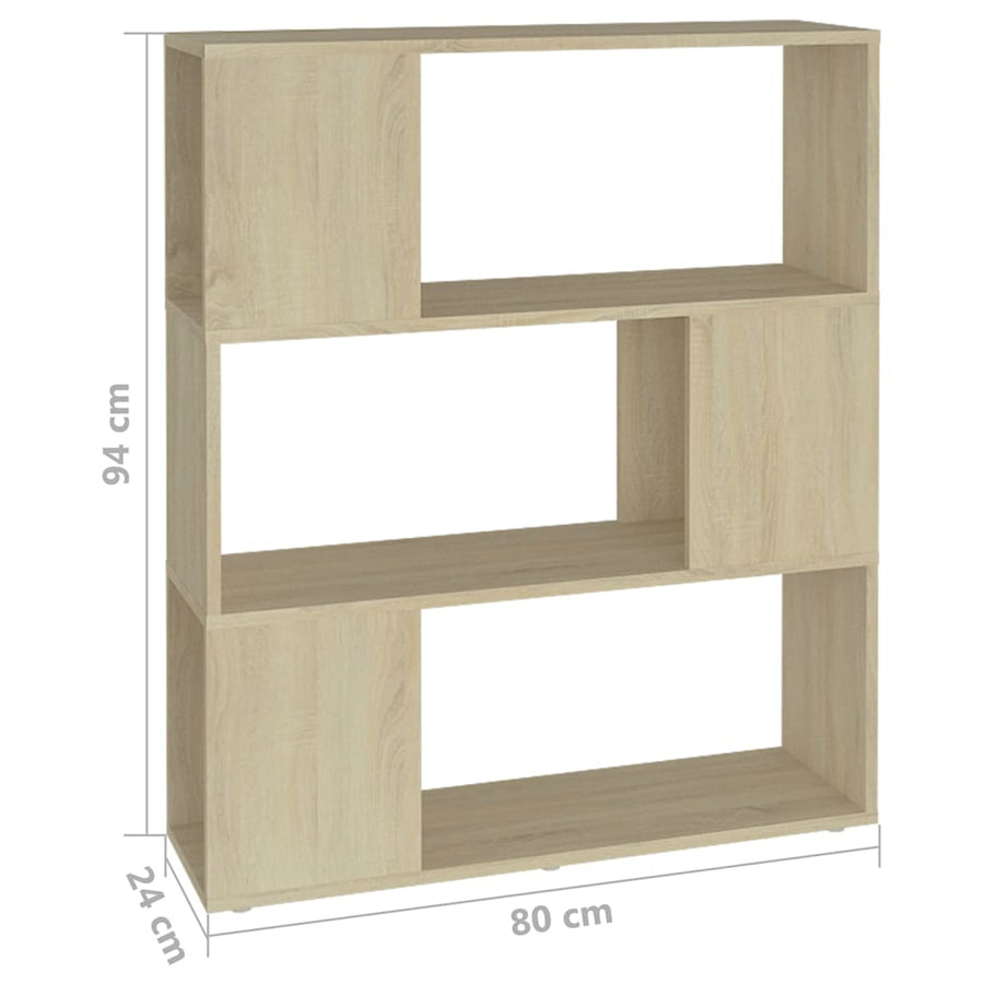 Boekenkast/Kamerscherm 80X24X94 Cm Spaanplaat Sonoma Eikenkleur 80 x 24 x 94 cm