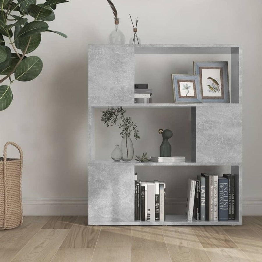 Boekenkast/Kamerscherm 80X24X94 Cm Spaanplaat Betongrijs 80 x 24 x 94 cm